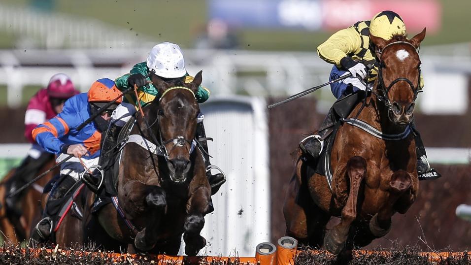 Melon and Buveir d'Air fight out the finish in the Champion Hurdle